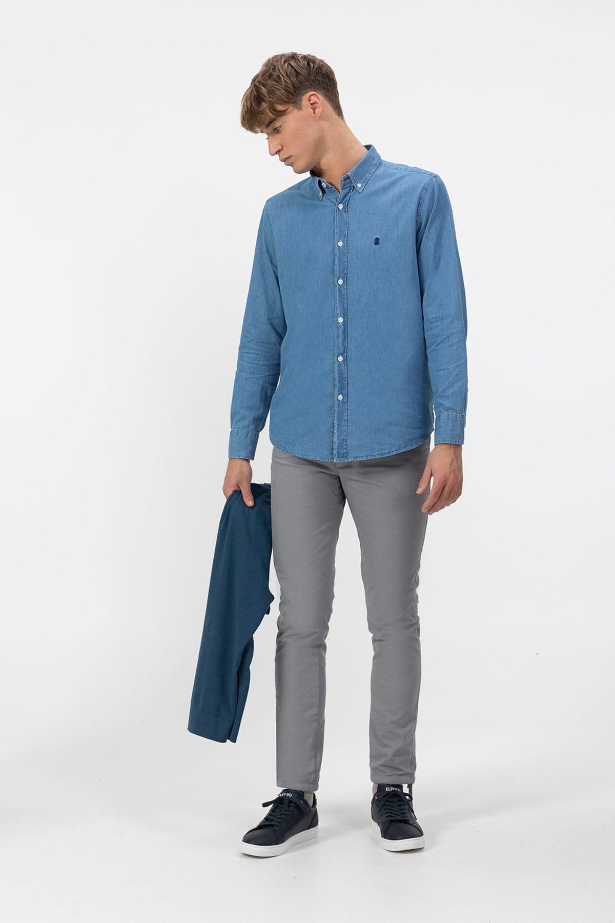 CAMISA JEANS STONE WASHED INDIGO ESCURO