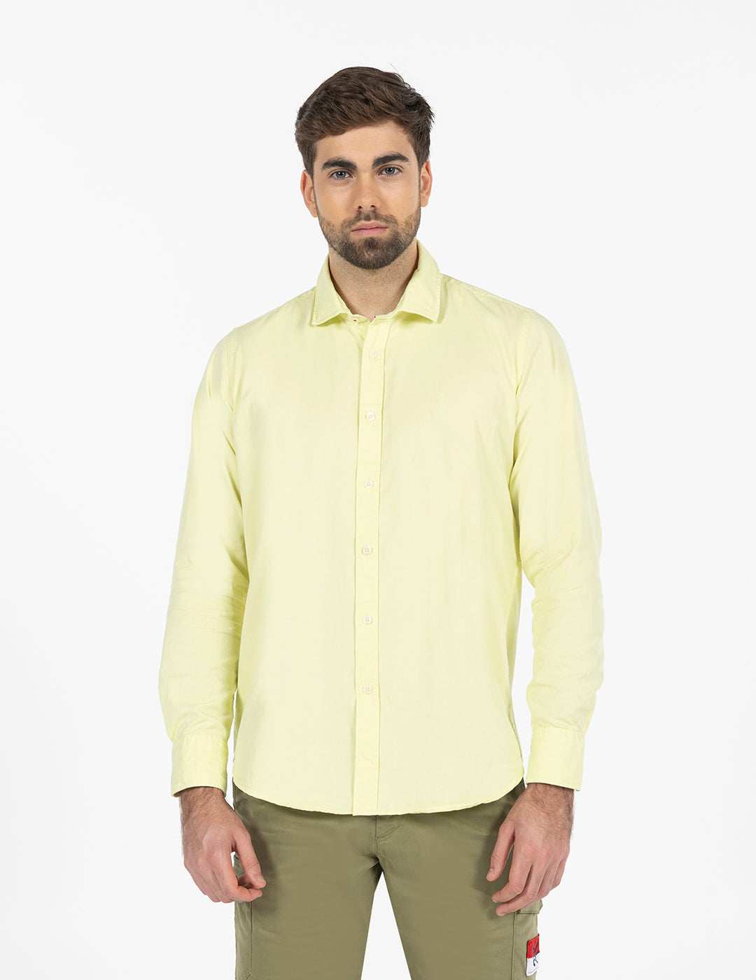 CAMISA LISA SARGA LAVADA AMARILLO LIMÓN