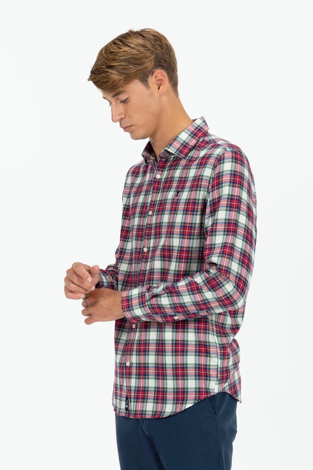 CAMISA CUADROS TRICOLOR TWILL ROJO