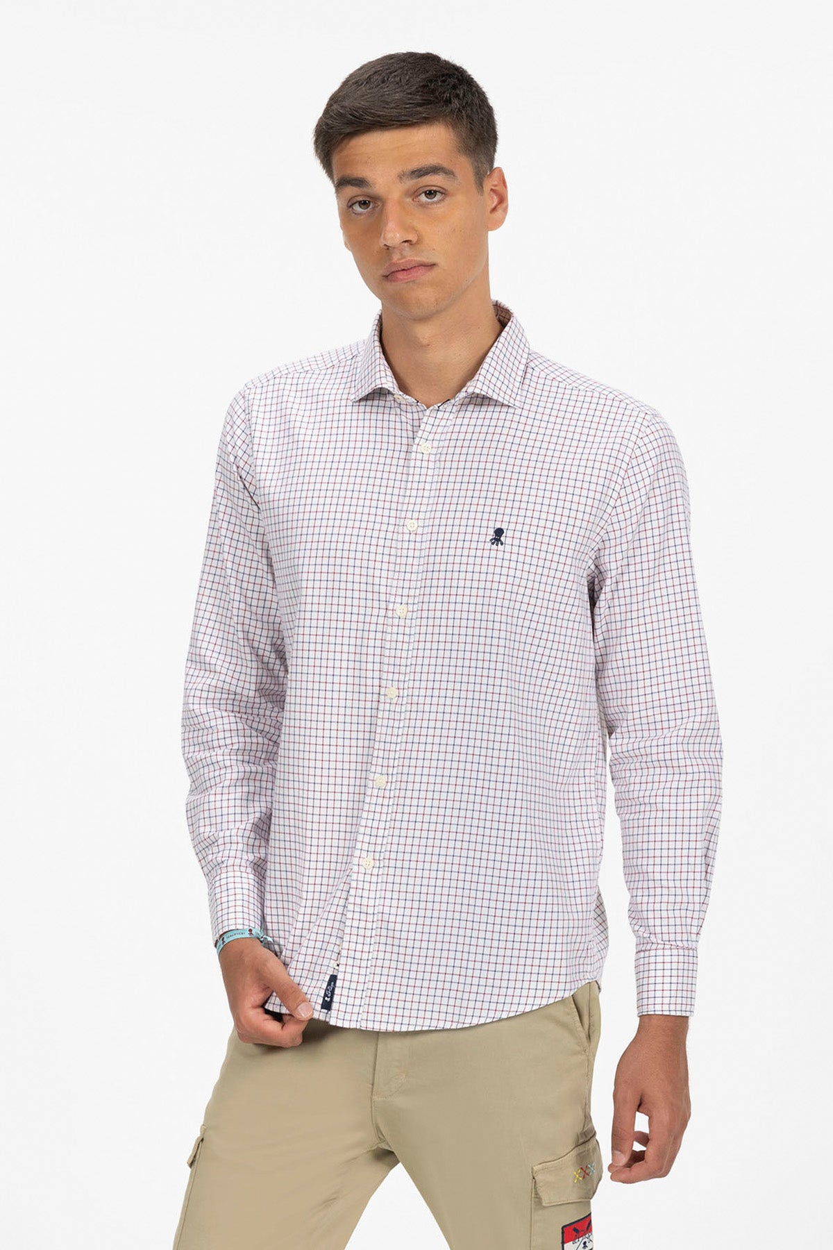 CAMISA DOBLE COLOR CUADROS TWILL AZUL MARINO