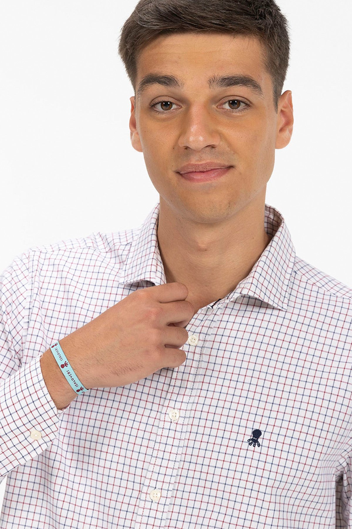 CAMISA DOBLE COLOR CUADROS TWILL AZUL MARINO