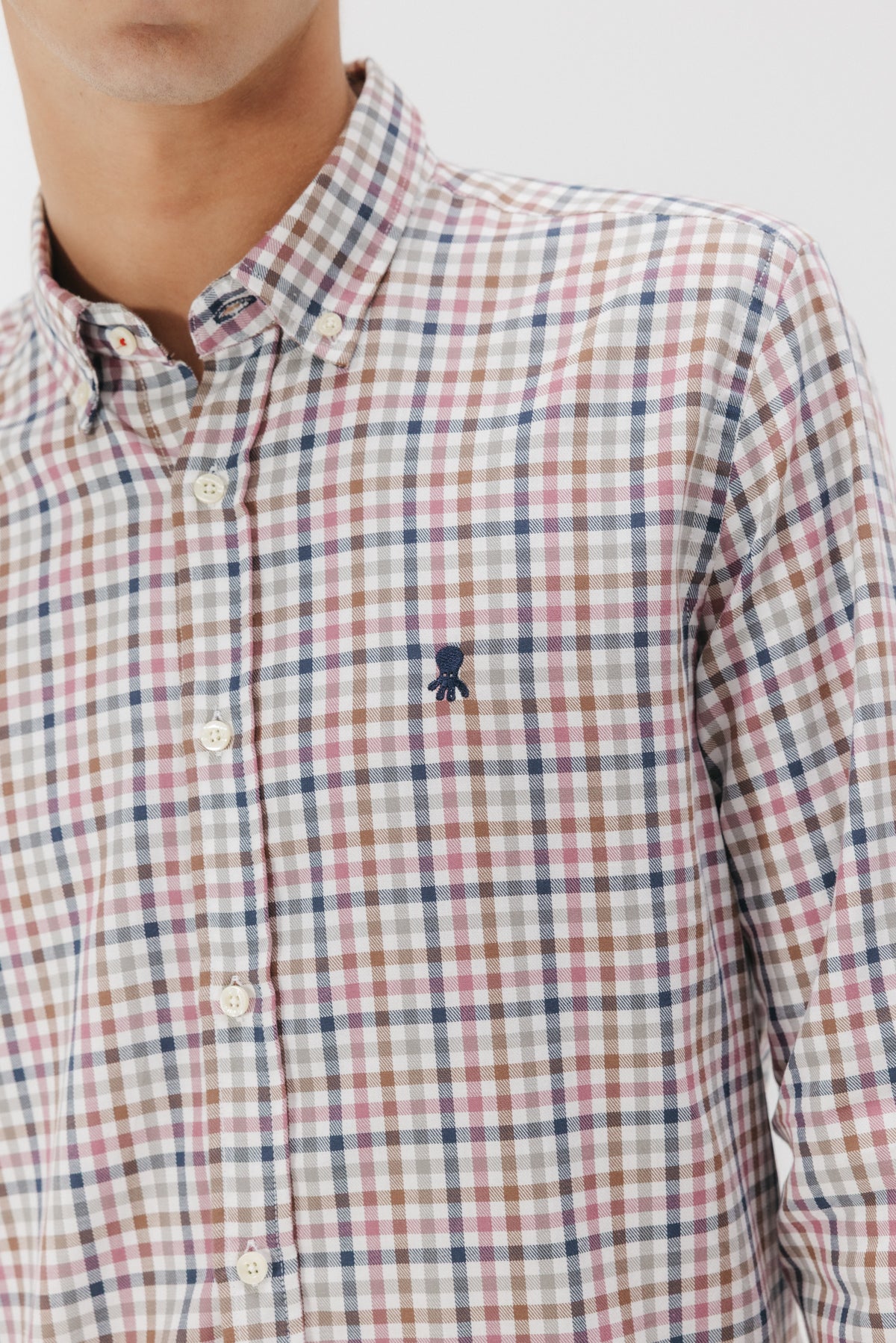 CAMISA CASUAL SARGA CUADRO ROSA MULTICOLOR