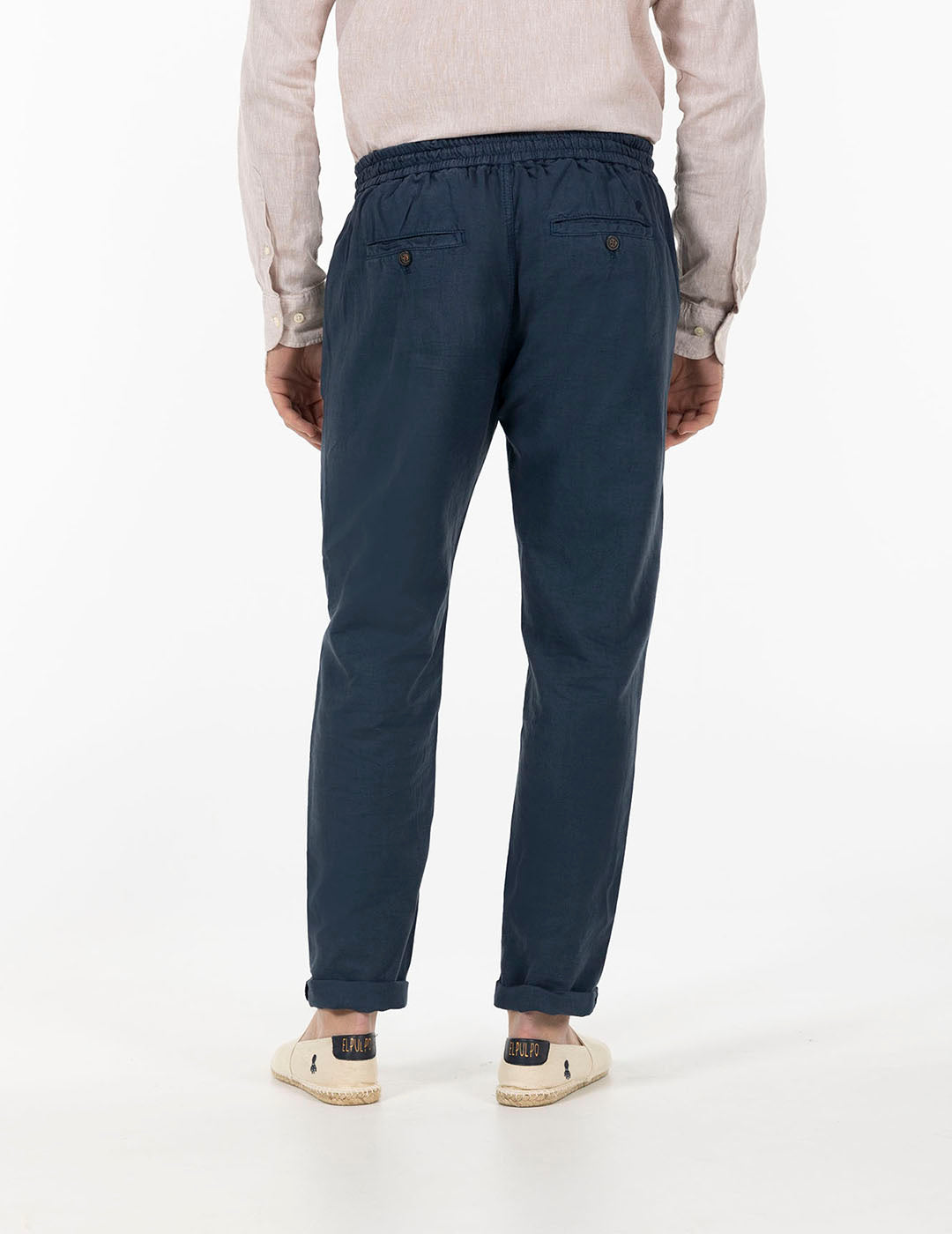 DELAVÉ NAVY BLUE LINEN COTTON JOGGER PANTS