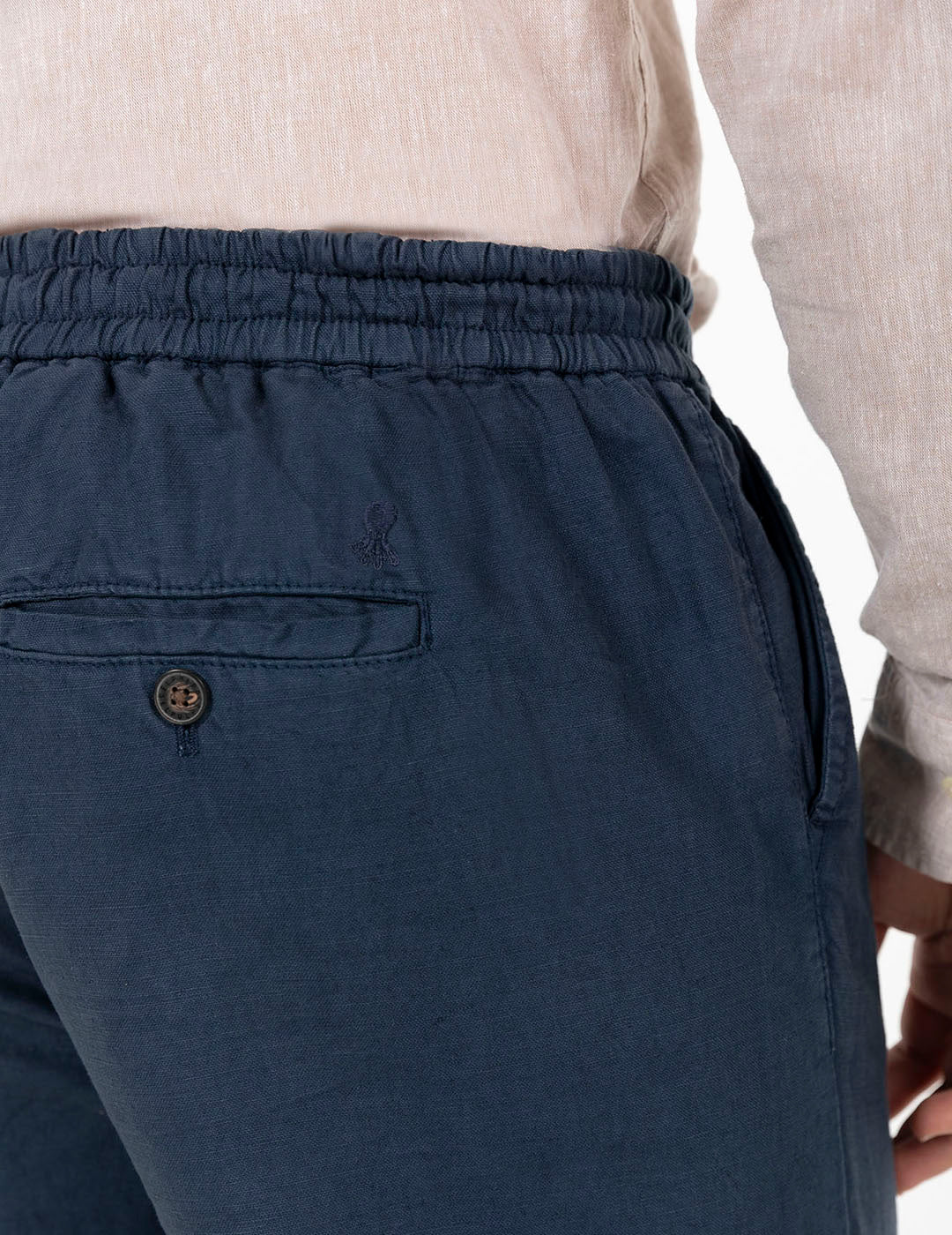 DELAVÉ NAVY BLUE LINEN COTTON JOGGER PANTS