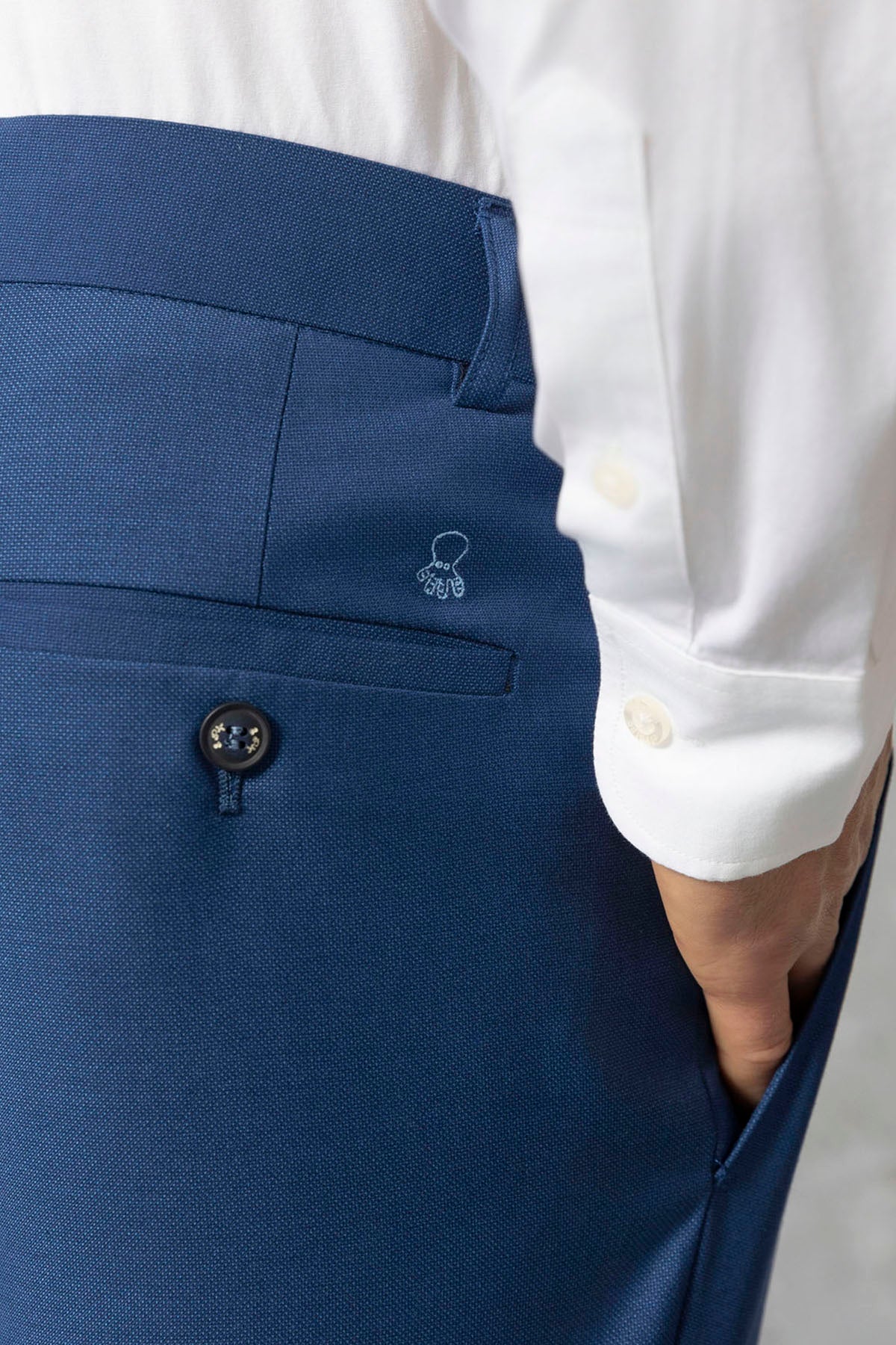 PANTALÓN TRAJE MICRODIBUJO AZUL MARINO