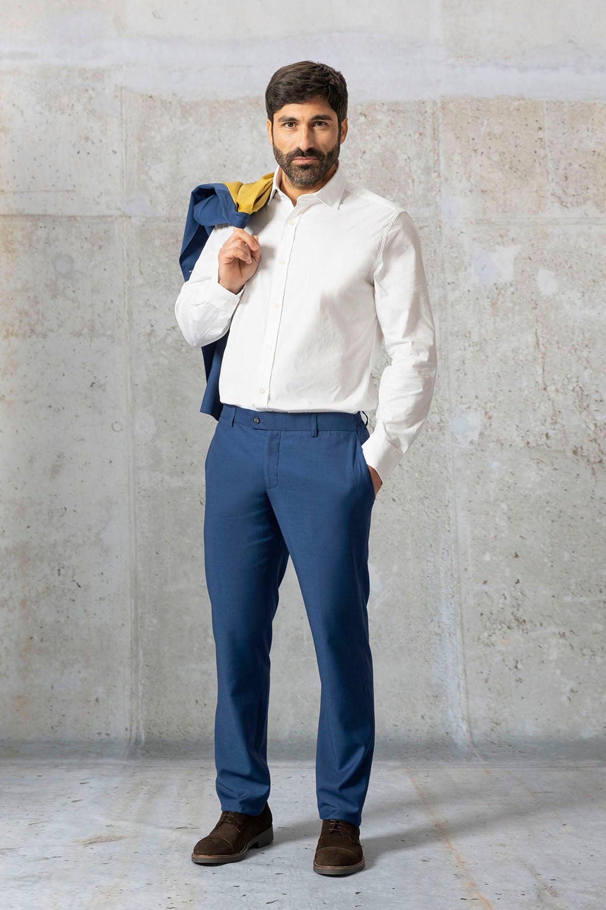 PANTALÓN TRAJE MICRODIBUJO AZUL MARINO