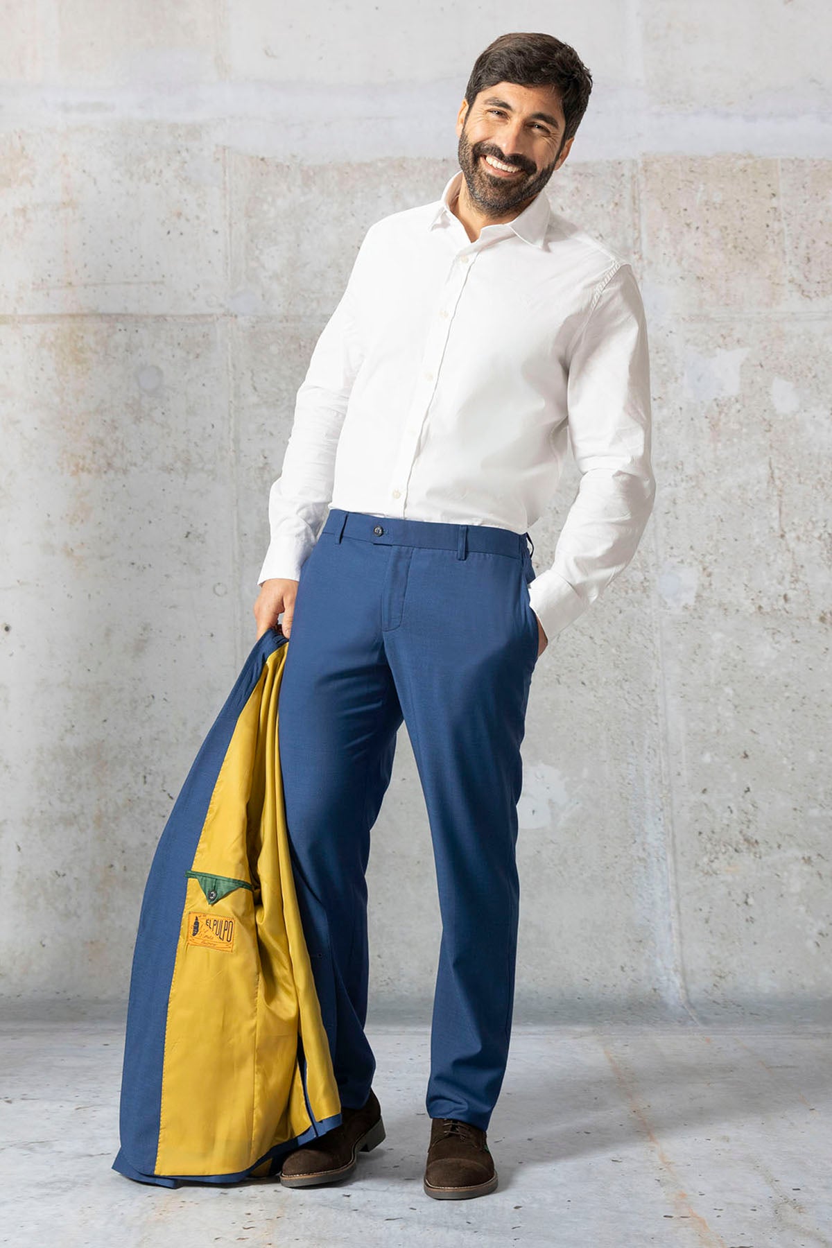 PANTALÓN TRAJE MICRODIBUJO AZUL MARINO