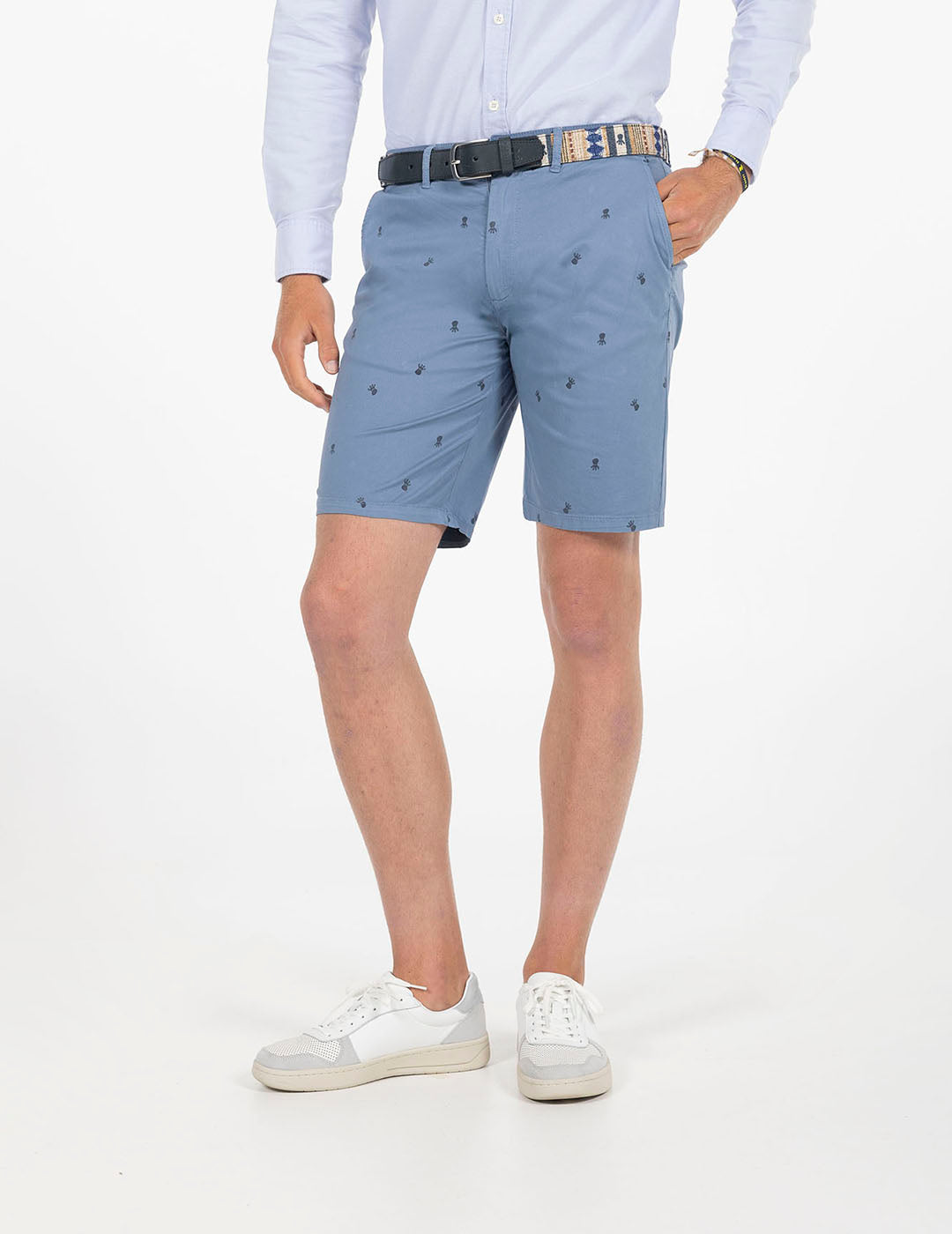 BERMUDA CHINO NEW ALL OVER INDIGO DELAVÉ