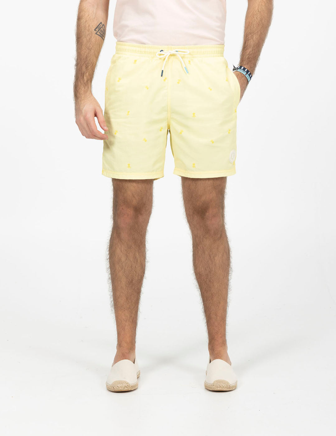 NEW ALL OVER YELLOW DELAVÉ PRINTED WASHED SWIMSUIT