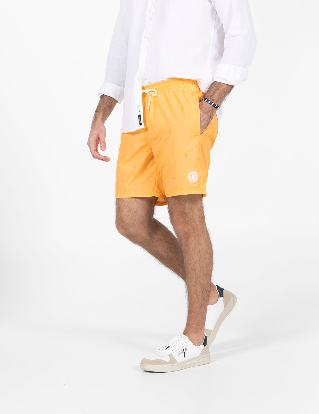 DELAVÉ NOVO FATO DE BANHO LARANJA ESTAMPADO E LAVADO