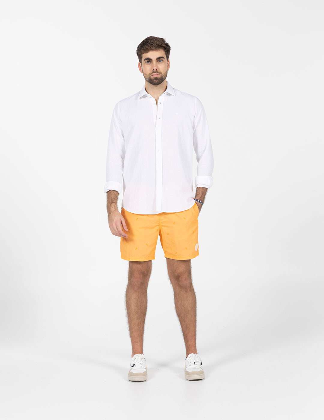 DELAVÉ NOVO FATO DE BANHO LARANJA ESTAMPADO E LAVADO