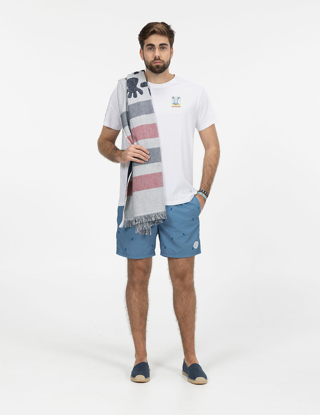 Fato de Banho NOVO, LAVADO E ESTAMPADO DELAVÉ, AZUL MARINHO