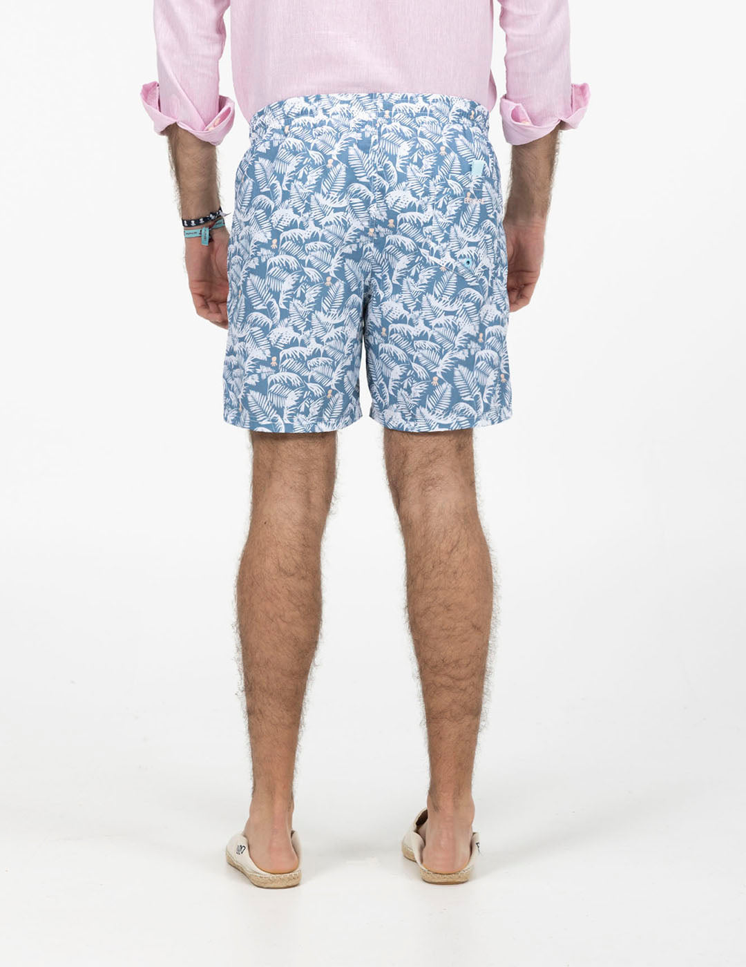 Fato de banho Delavé com estampado de folhas azul marinho