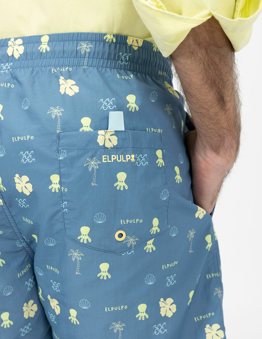 DELAVÉ NAVY BLUE PALM TREES PRINT SWIMSUIT