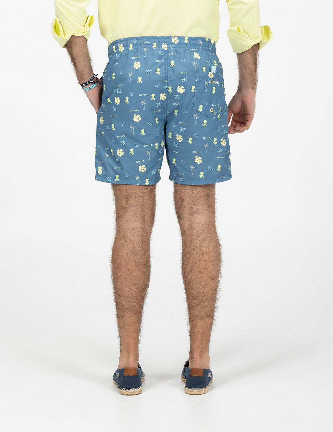 DELAVÉ NAVY BLUE PALM TREES PRINT SWIMSUIT