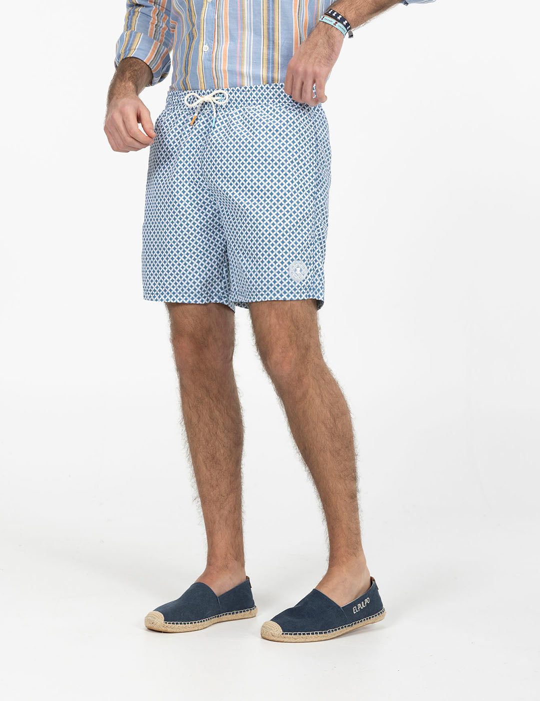 DELAVÉ NAVY BLUE GEOMETRIC PRINT SWIMSUIT