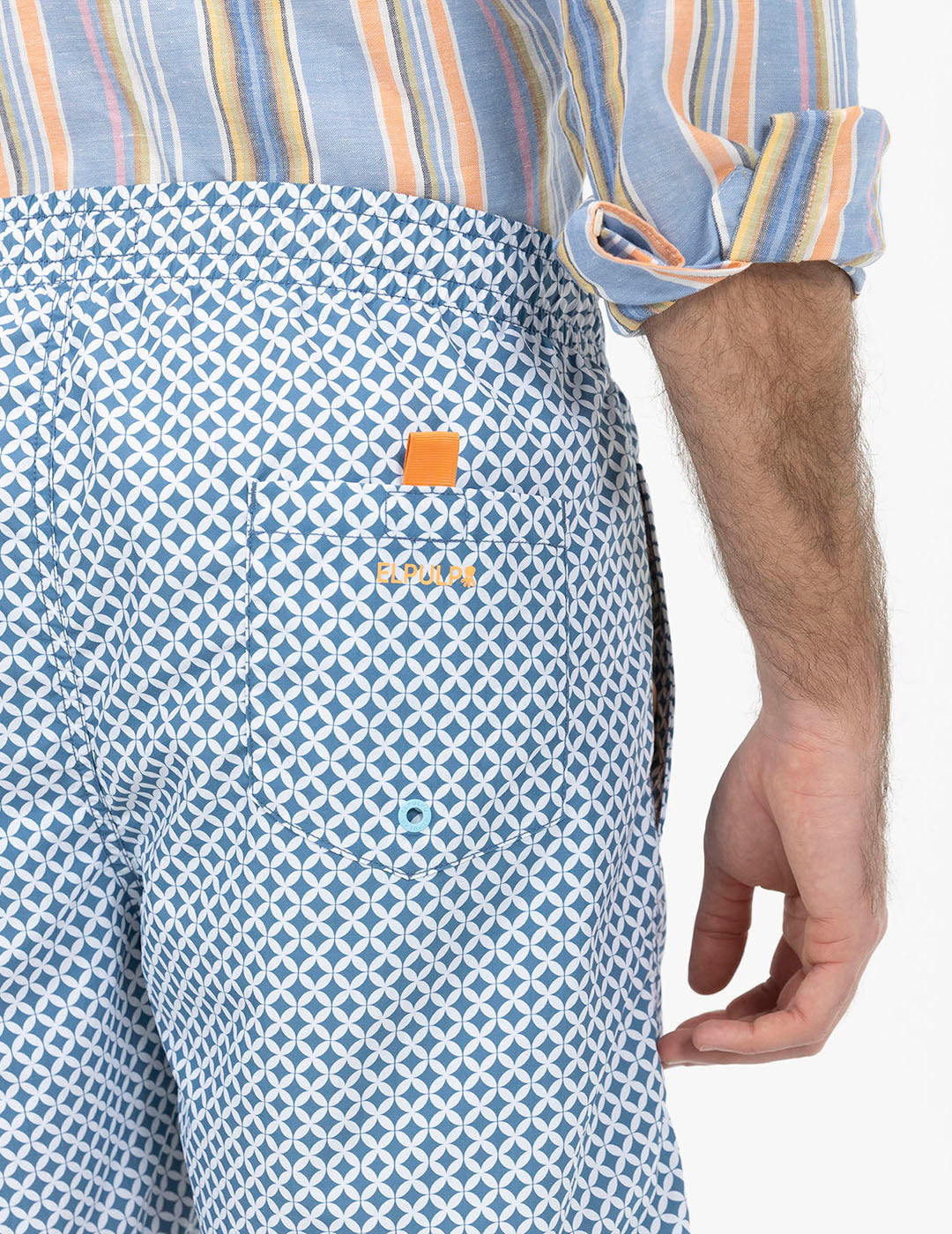 DELAVÉ NAVY BLUE GEOMETRIC PRINT SWIMSUIT