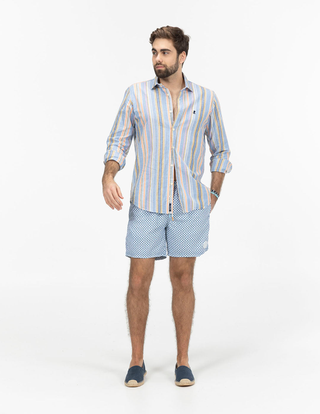 DELAVÉ NAVY BLUE GEOMETRIC PRINT SWIMSUIT