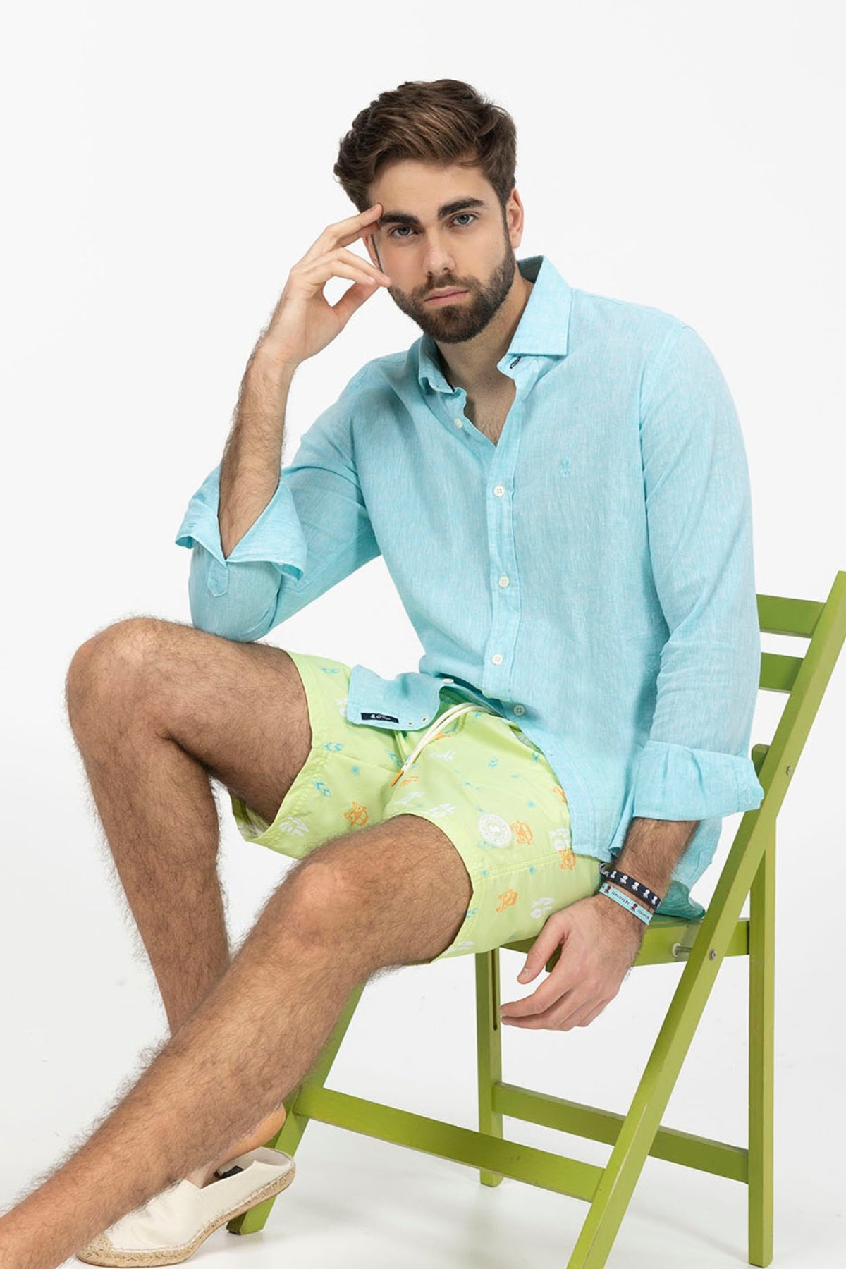 LIME GREEN ALOHA PRINTED SWIMSUIT