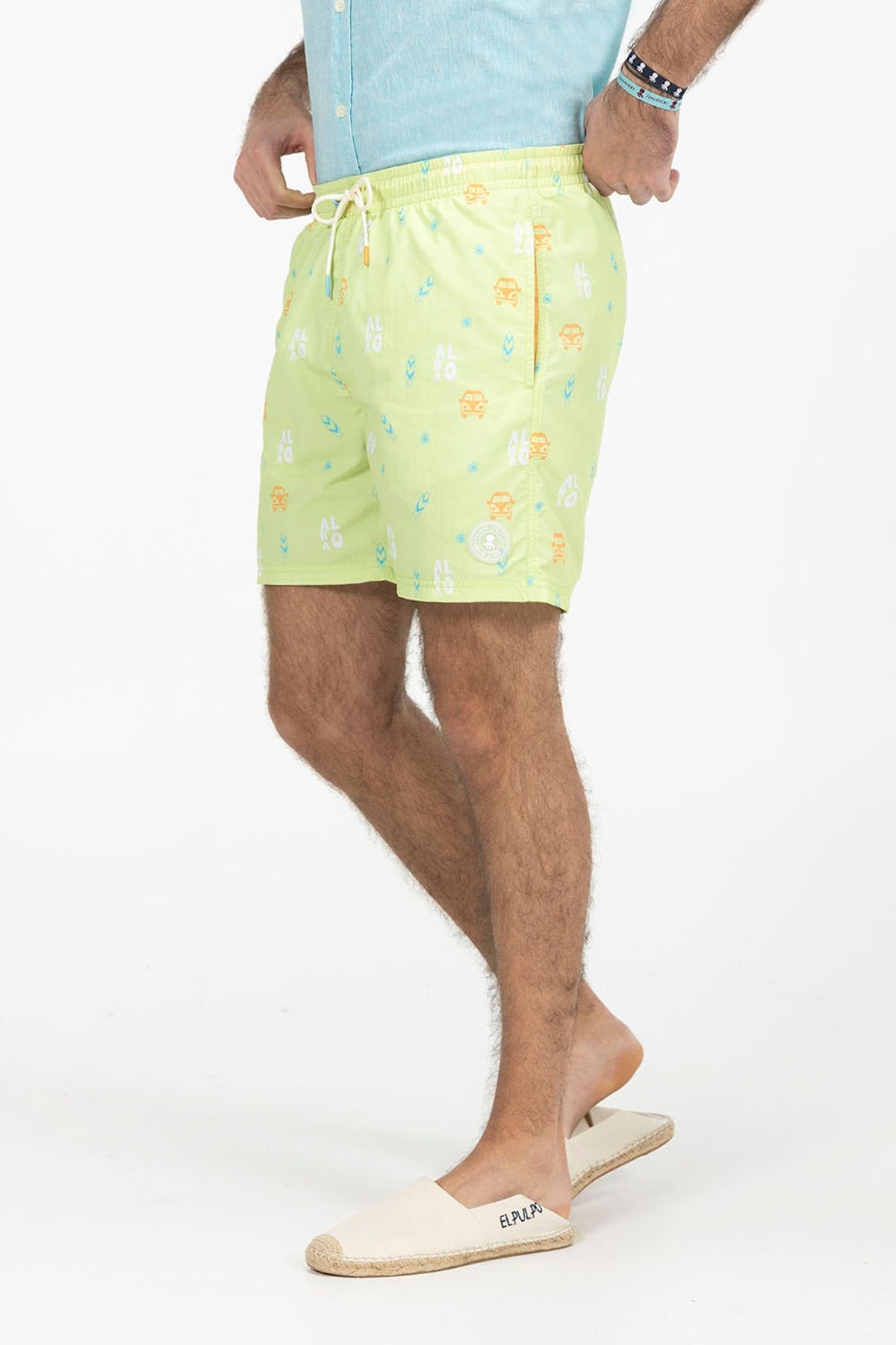 LIME GREEN ALOHA PRINTED SWIMSUIT