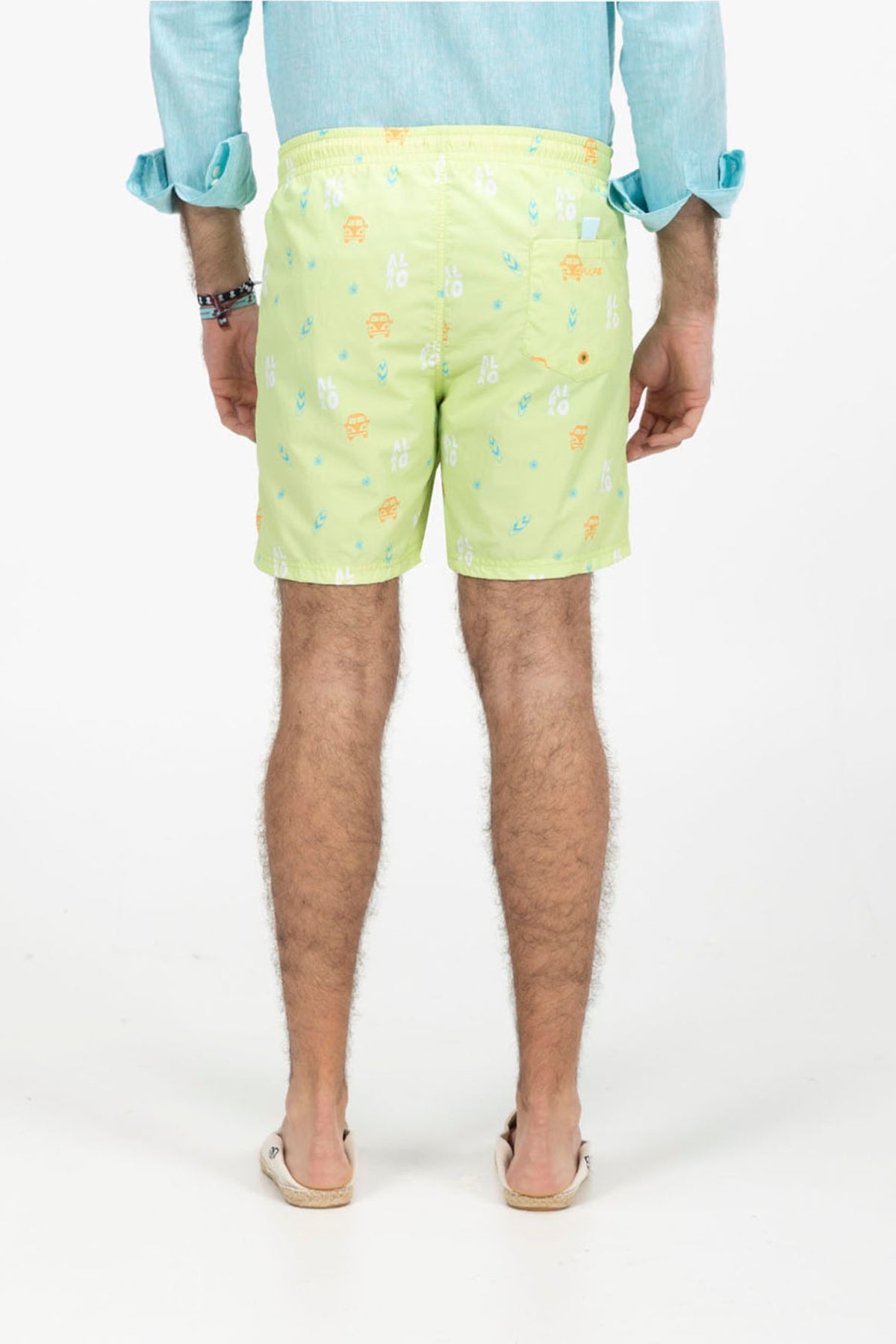 LIME GREEN ALOHA PRINTED SWIMSUIT