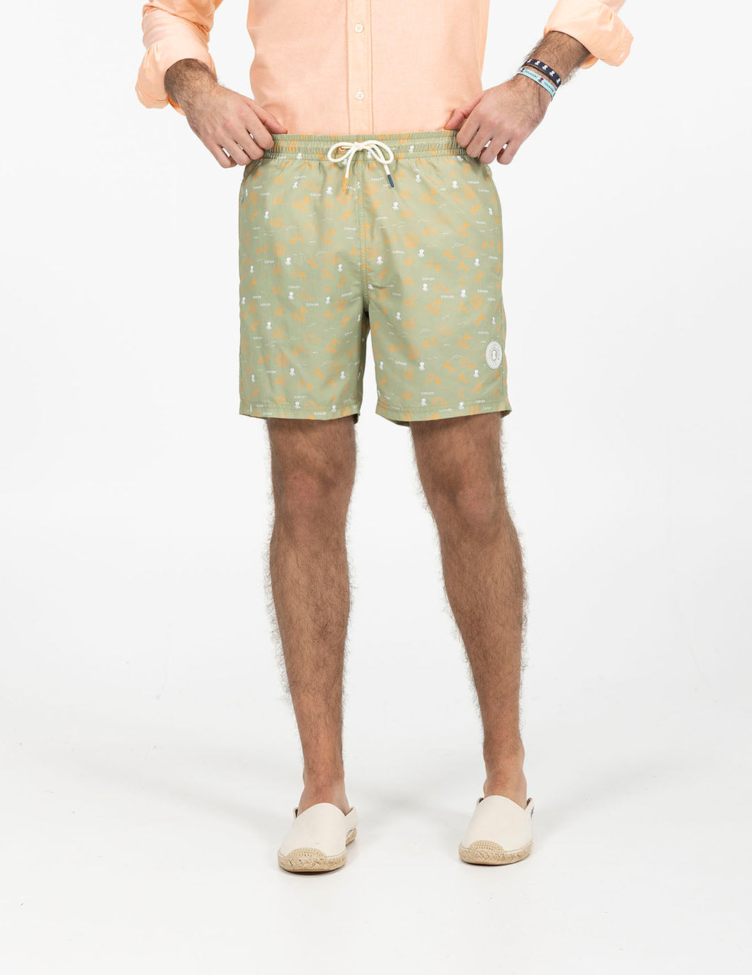 Fato de banho com estampado de ondas verde sálvia