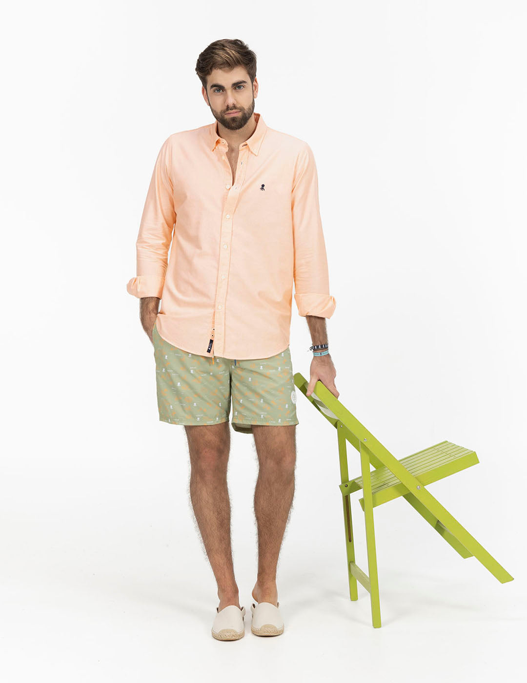 Fato de banho com estampado de ondas verde sálvia