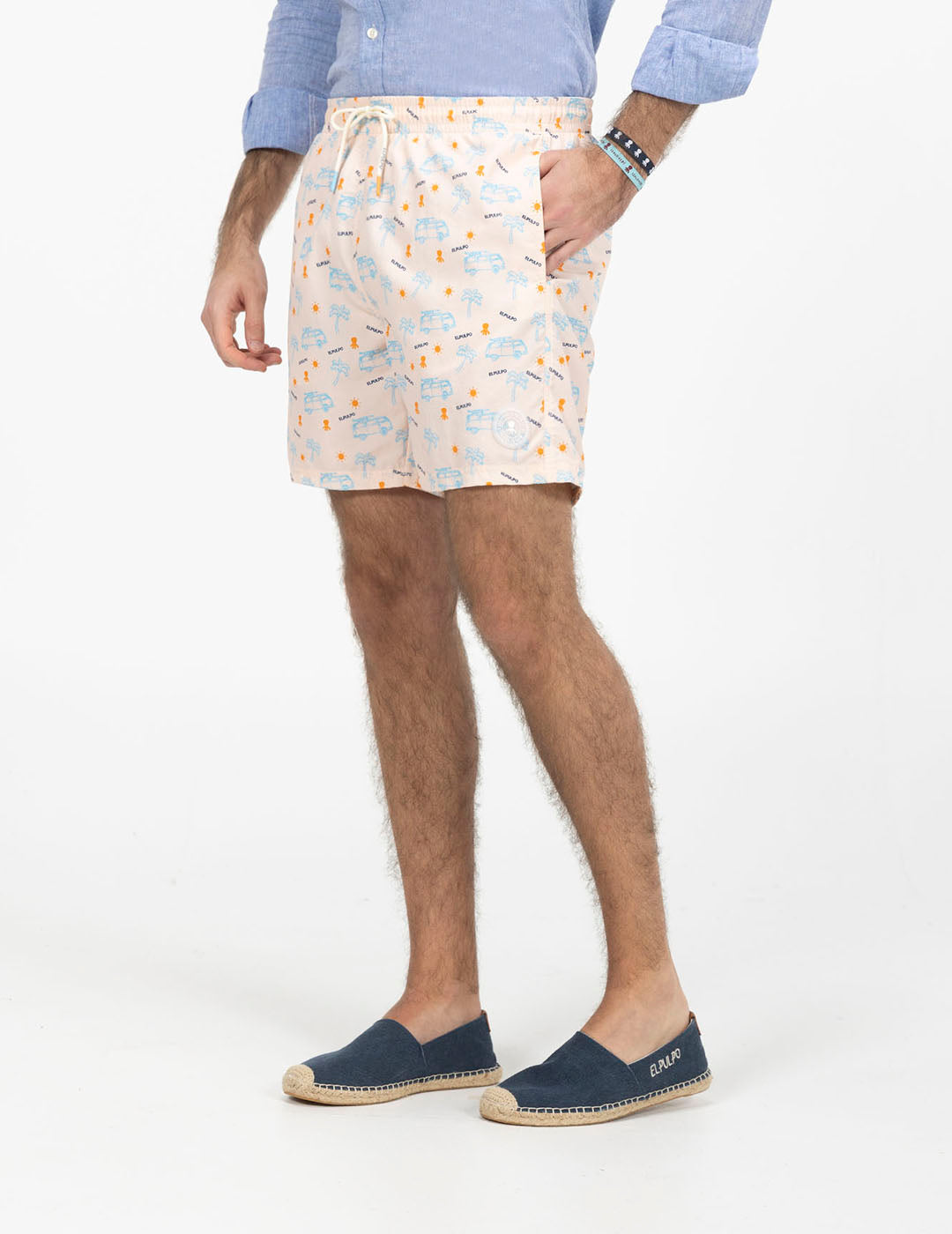 FATO DE BANHO ROSA BEBÉ COM ESTAMPA CAMPER