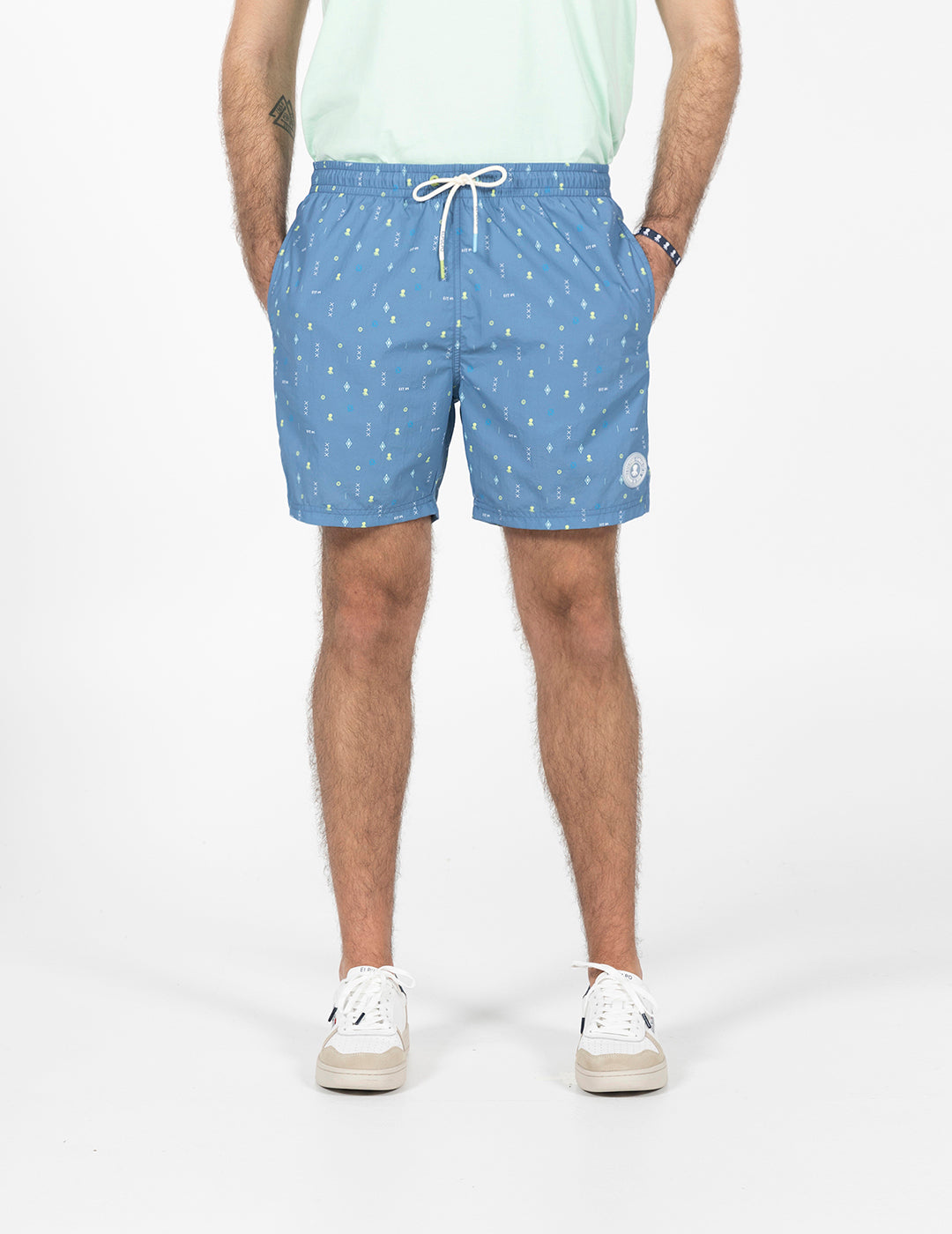 DELAVÉ NAVY BLUE ESSENTIALS PRINTED SWIMSUIT