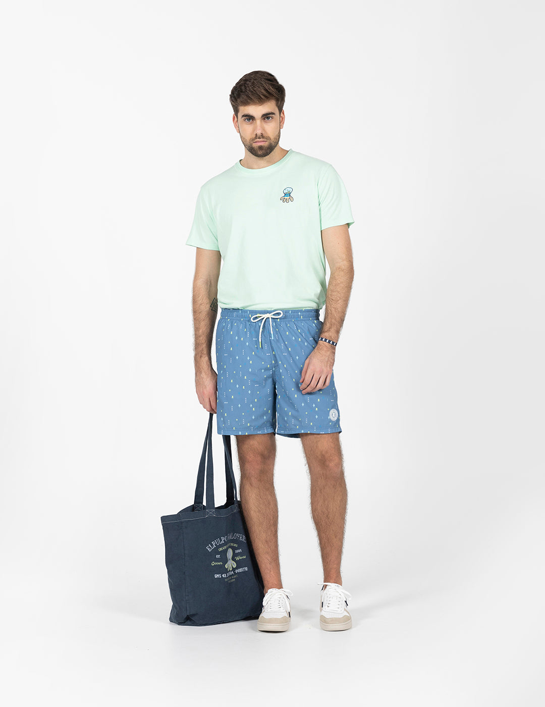 DELAVÉ NAVY BLUE ESSENTIALS PRINTED SWIMSUIT