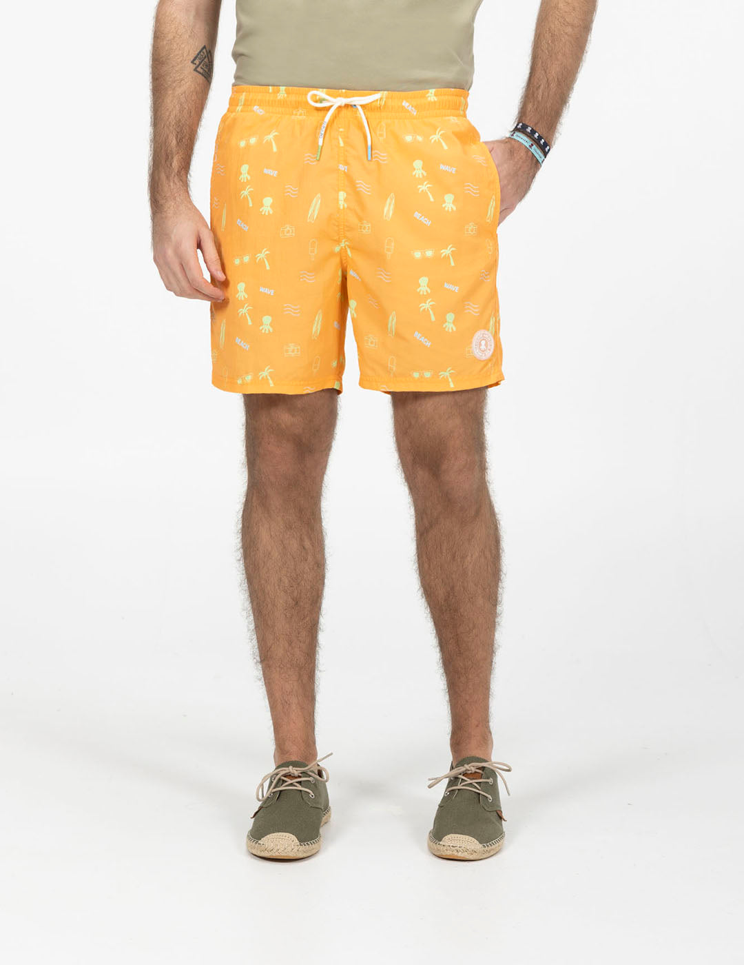 DELAVÉ ORANGE TROPICAL PRINT SWIMSUIT