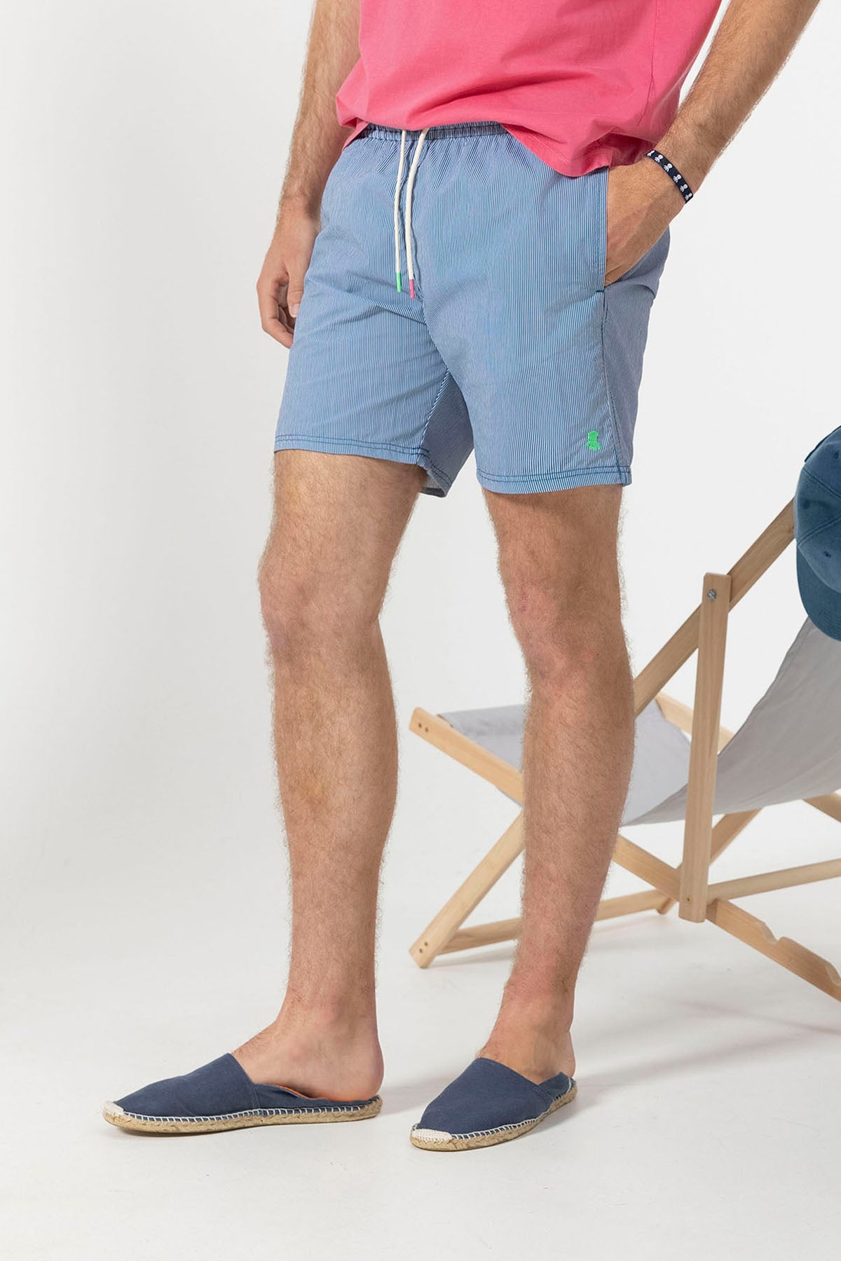 SWIMSUIT MICRORAIL WITH CONTRASTING EMBROIDERED LOGO NAVY BLUE DELAVÉ