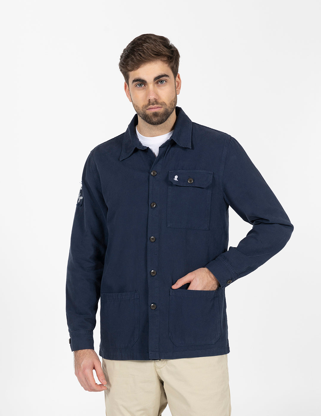 NAVY BLUE LABEL DETAIL OVERSHIRT
