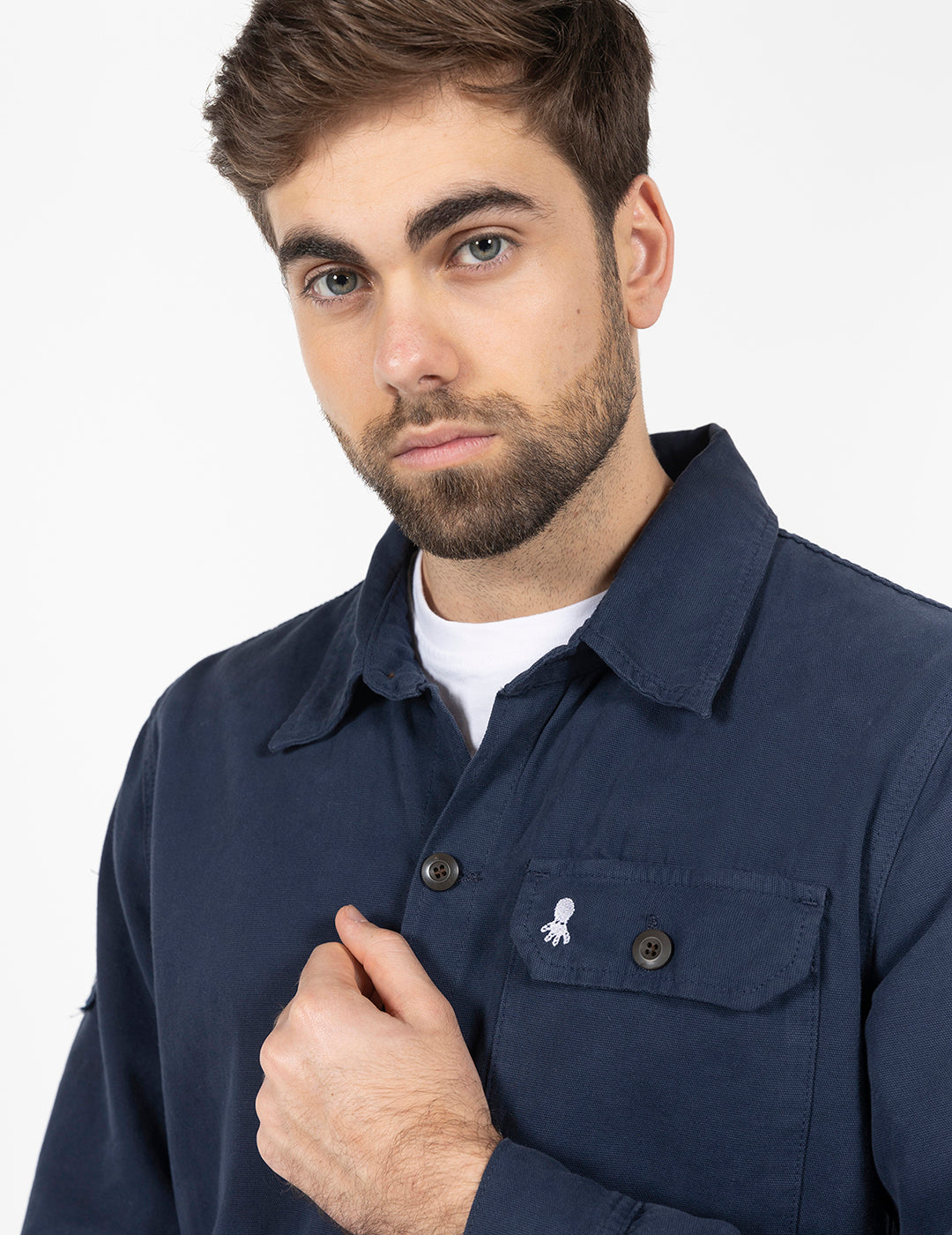 NAVY BLUE LABEL DETAIL OVERSHIRT