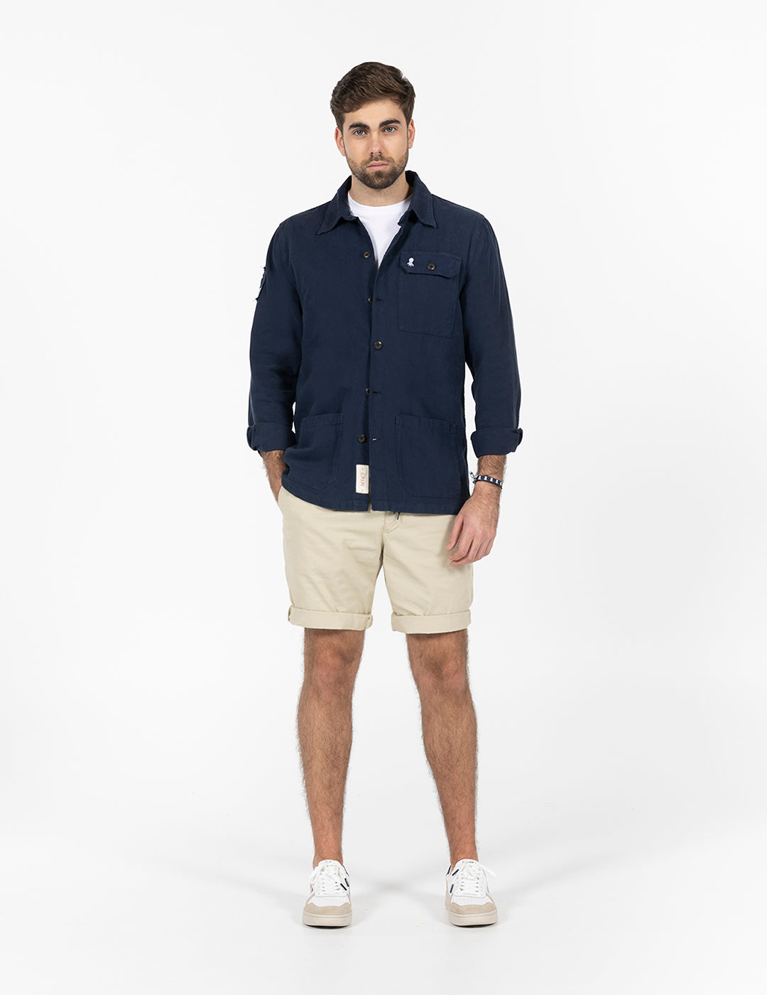 NAVY BLUE LABEL DETAIL OVERSHIRT