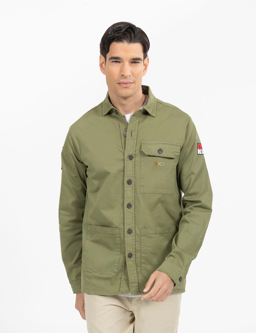 SOBRECAMISA ESTAMPADO LEYENDA VERDE KHAKI