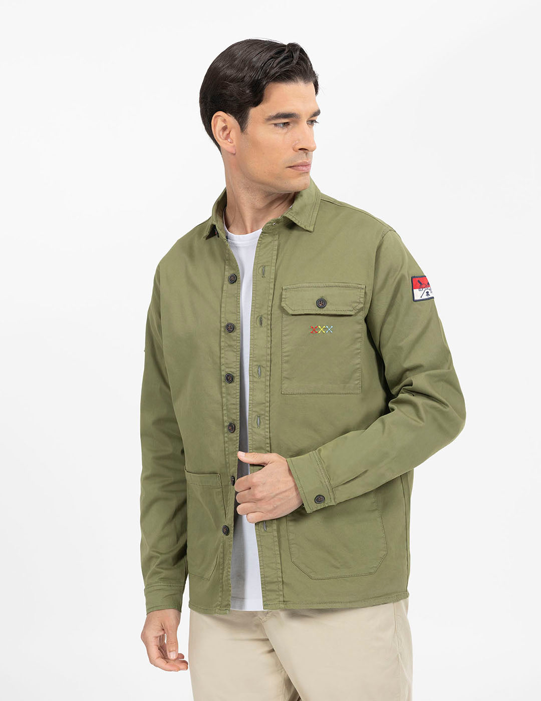 SOBRECAMISA ESTAMPADO LEYENDA VERDE KHAKI