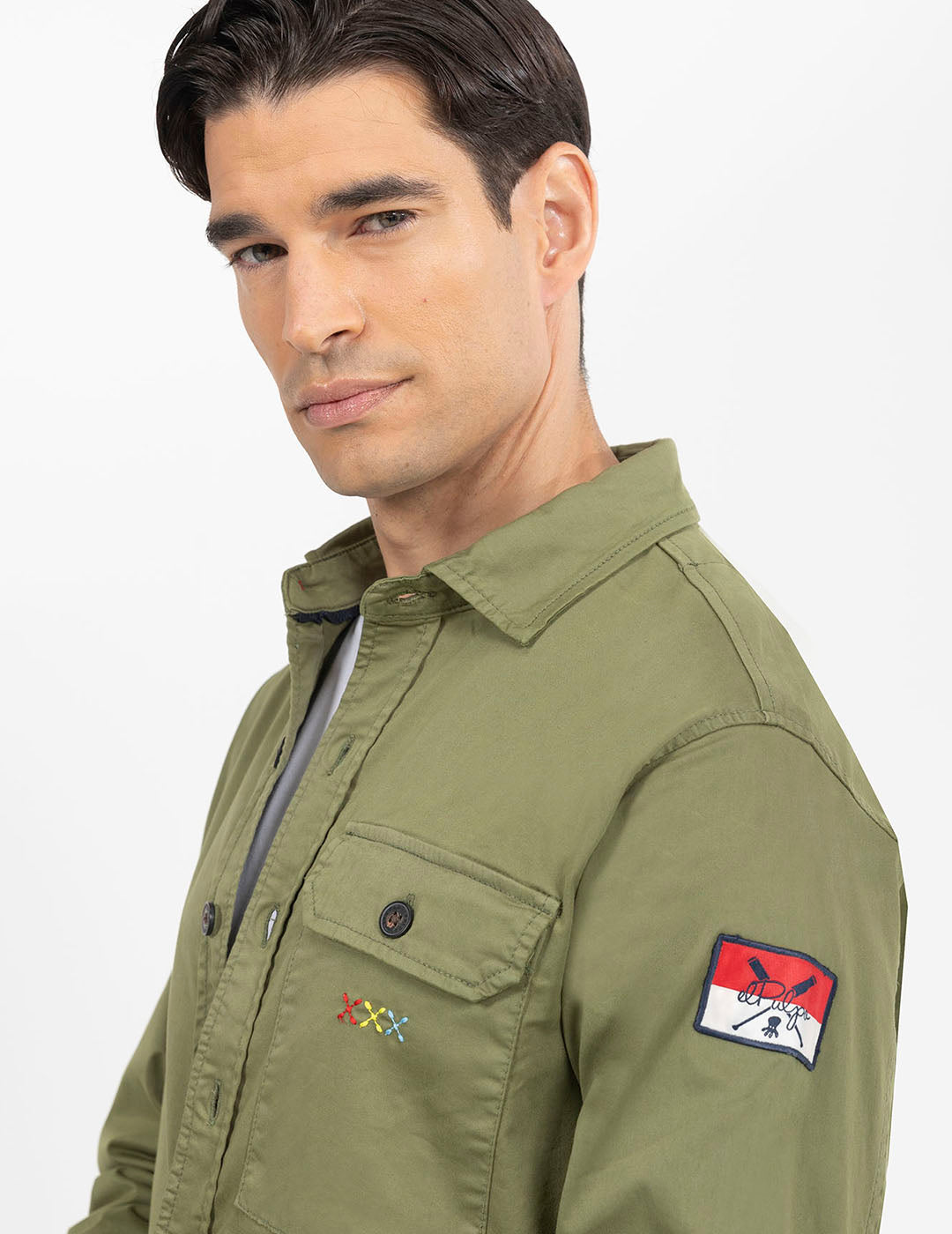 SOBRECAMISA ESTAMPADO LEYENDA VERDE KHAKI