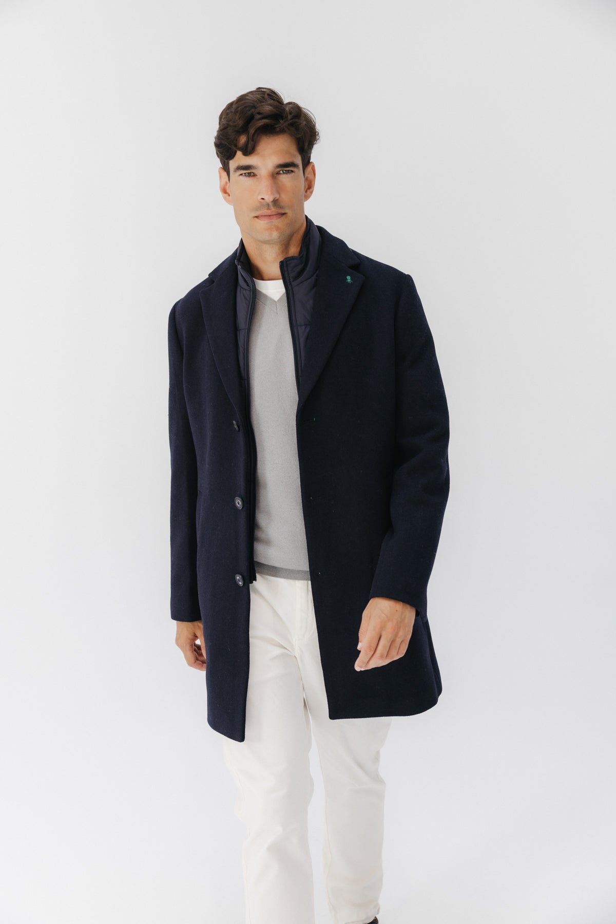 ABRIGO PECHERA DESMONTABLE PAÑO AZUL MARINO