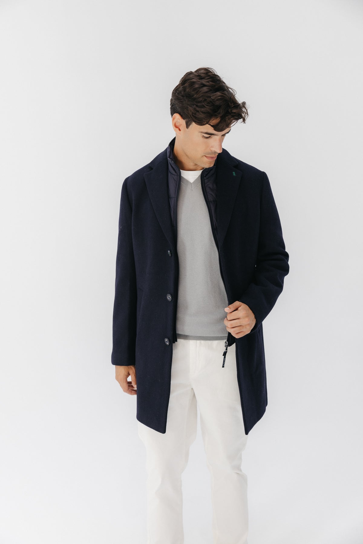 ABRIGO PECHERA DESMONTABLE PAÑO AZUL MARINO