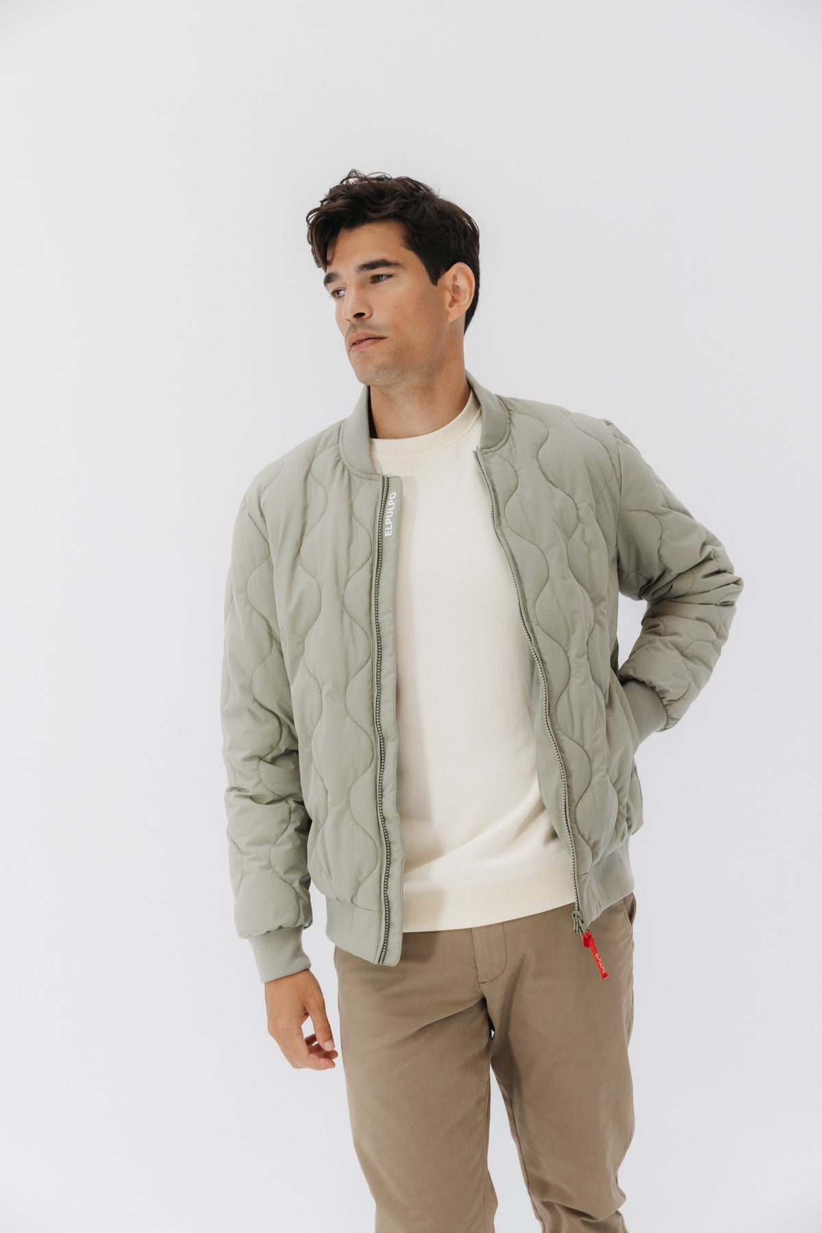 BOMBER ACOLCHADA SVEN VERDE GRISACEO