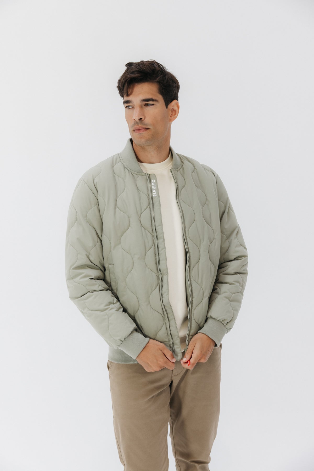 BOMBER ACOLCHADA SVEN VERDE GRISACEO