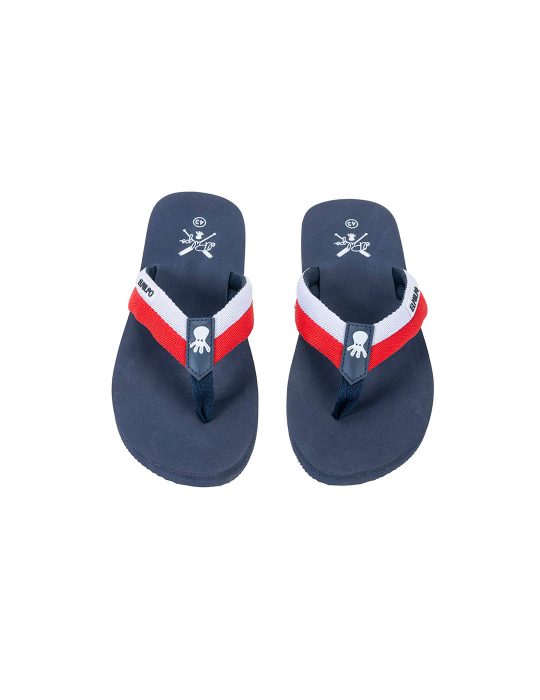 CHANCLA TIRAS EMBLEMA AZUL MARINO