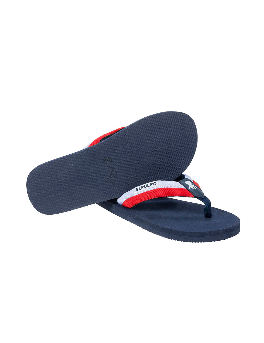 CHANCLA TIRAS EMBLEMA AZUL MARINO