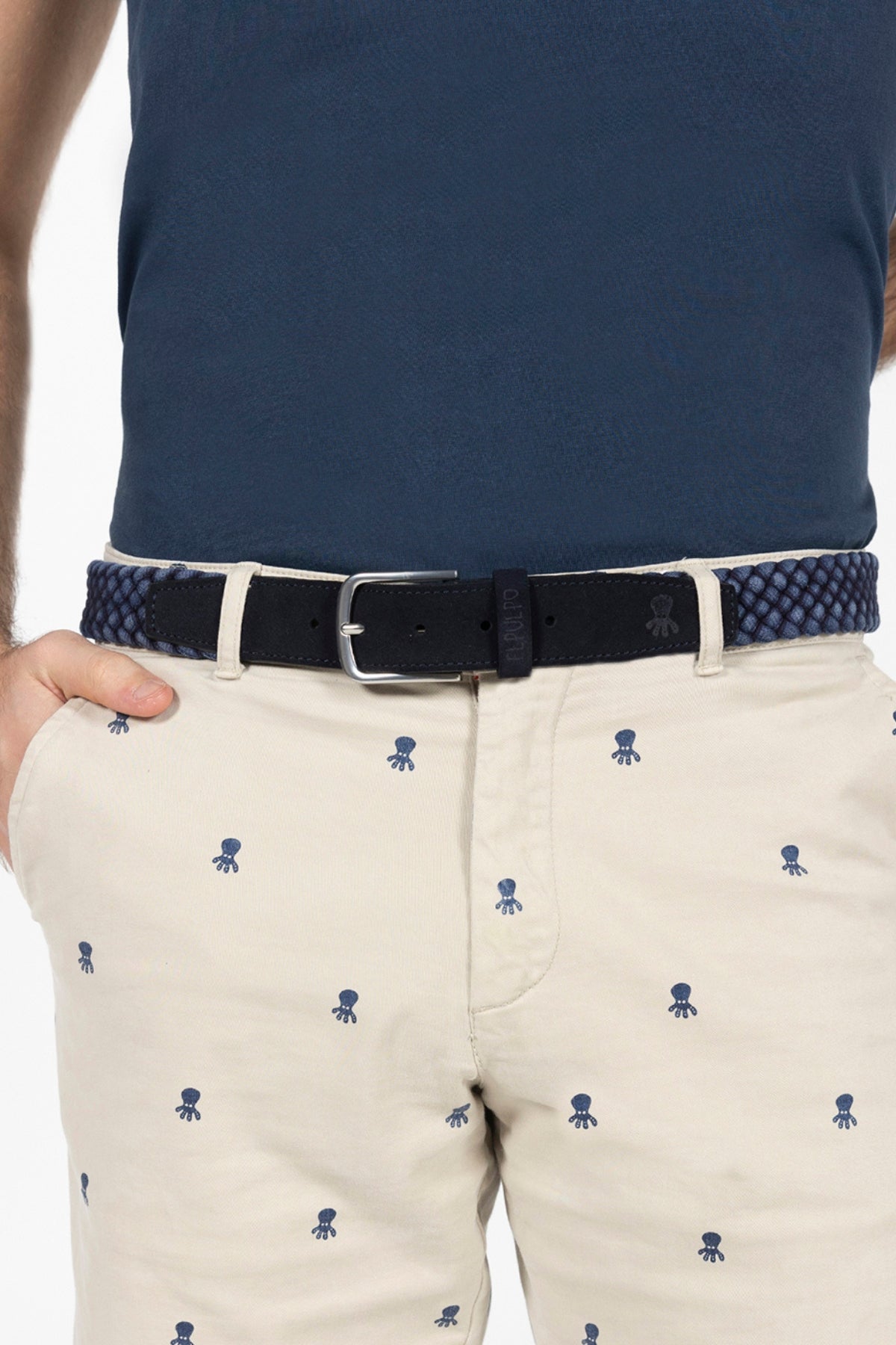 DELAVÉ NAVY BLUE BRAIDED ELASTIC BELT