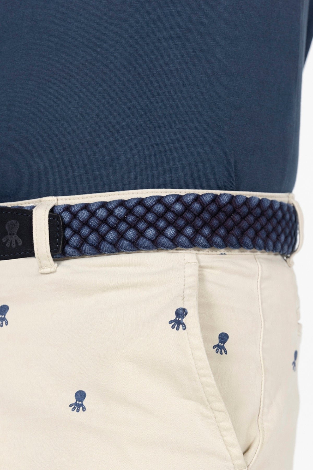 DELAVÉ NAVY BLUE BRAIDED ELASTIC BELT
