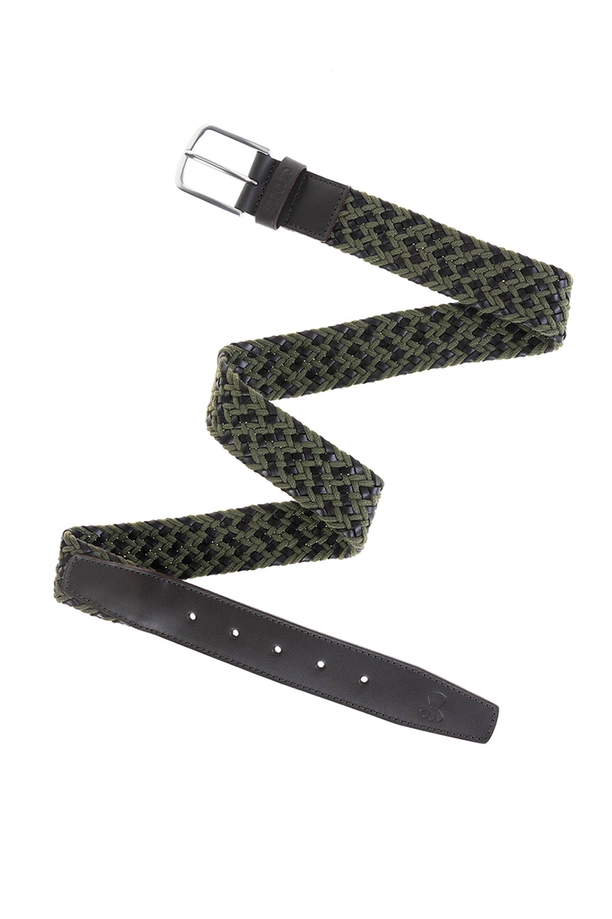 CINTURÓN TRENZADO COMBINADO PIEL VERDE MILITAR