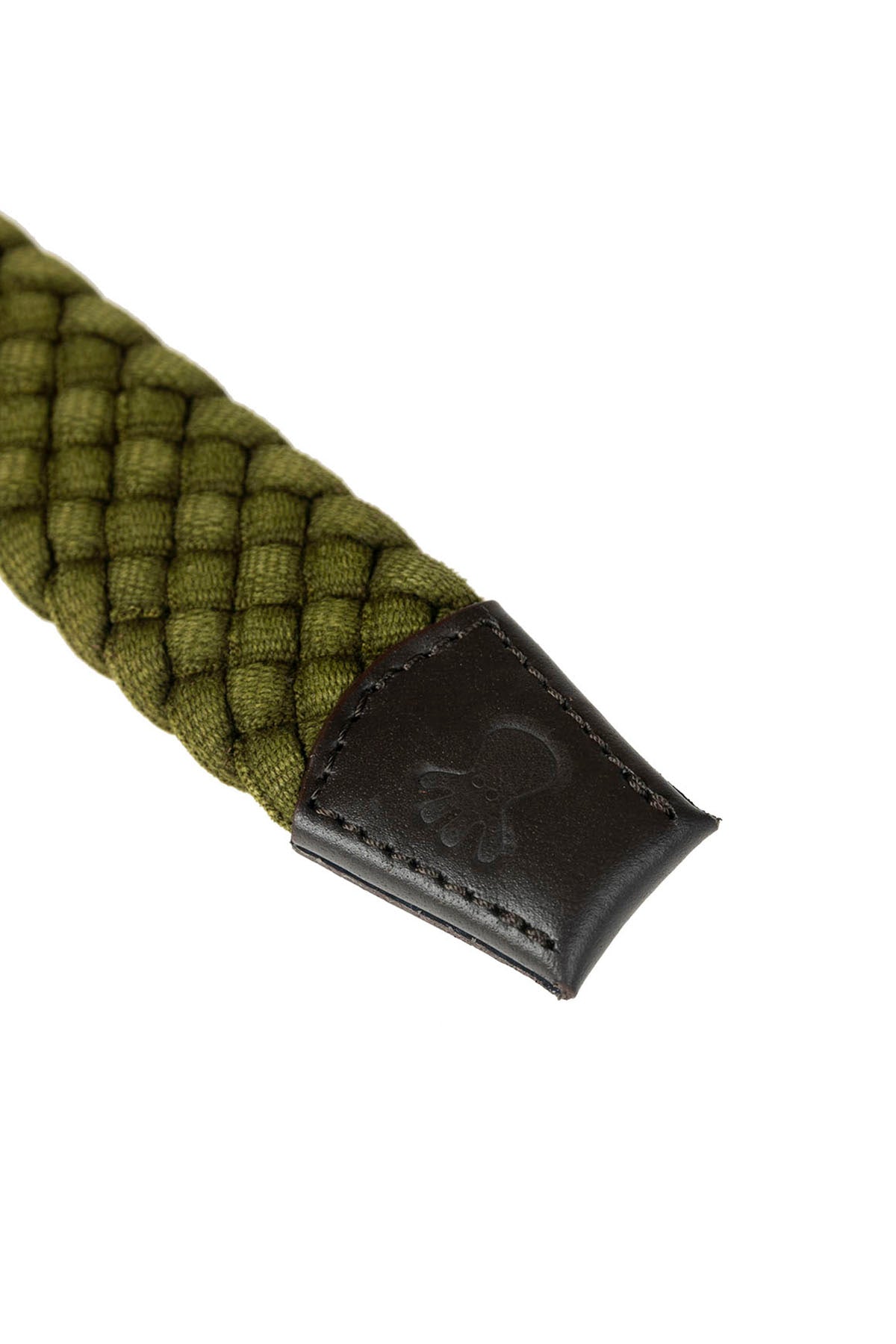 CINTURÓN ELÁSTICO TRENZADO Y PIEL VERDE SALVIA