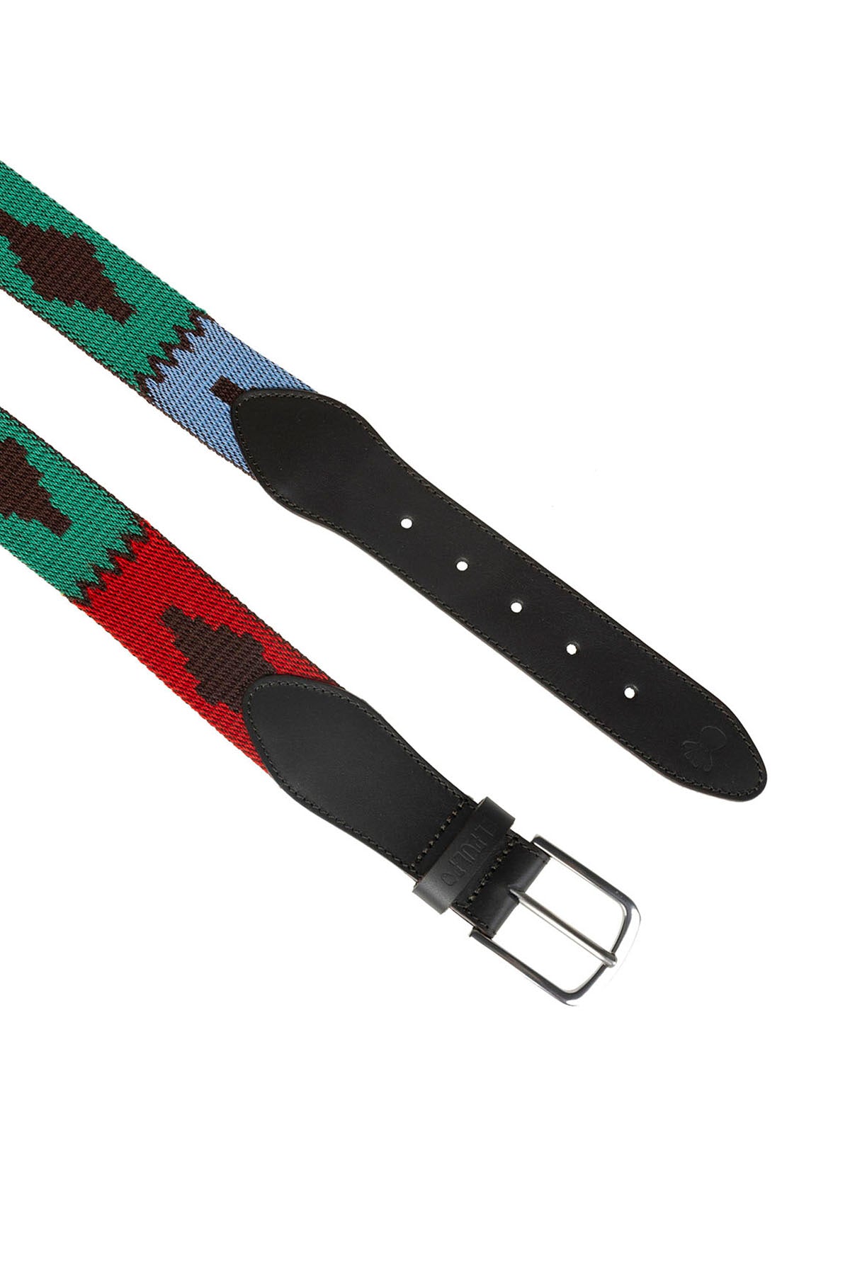 GREEN TWO-TONE ETHNIC WOVEN BELT