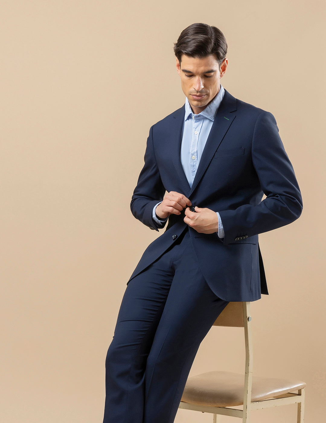 TRAJE MICROESTRUCTURA AZUL MARINO